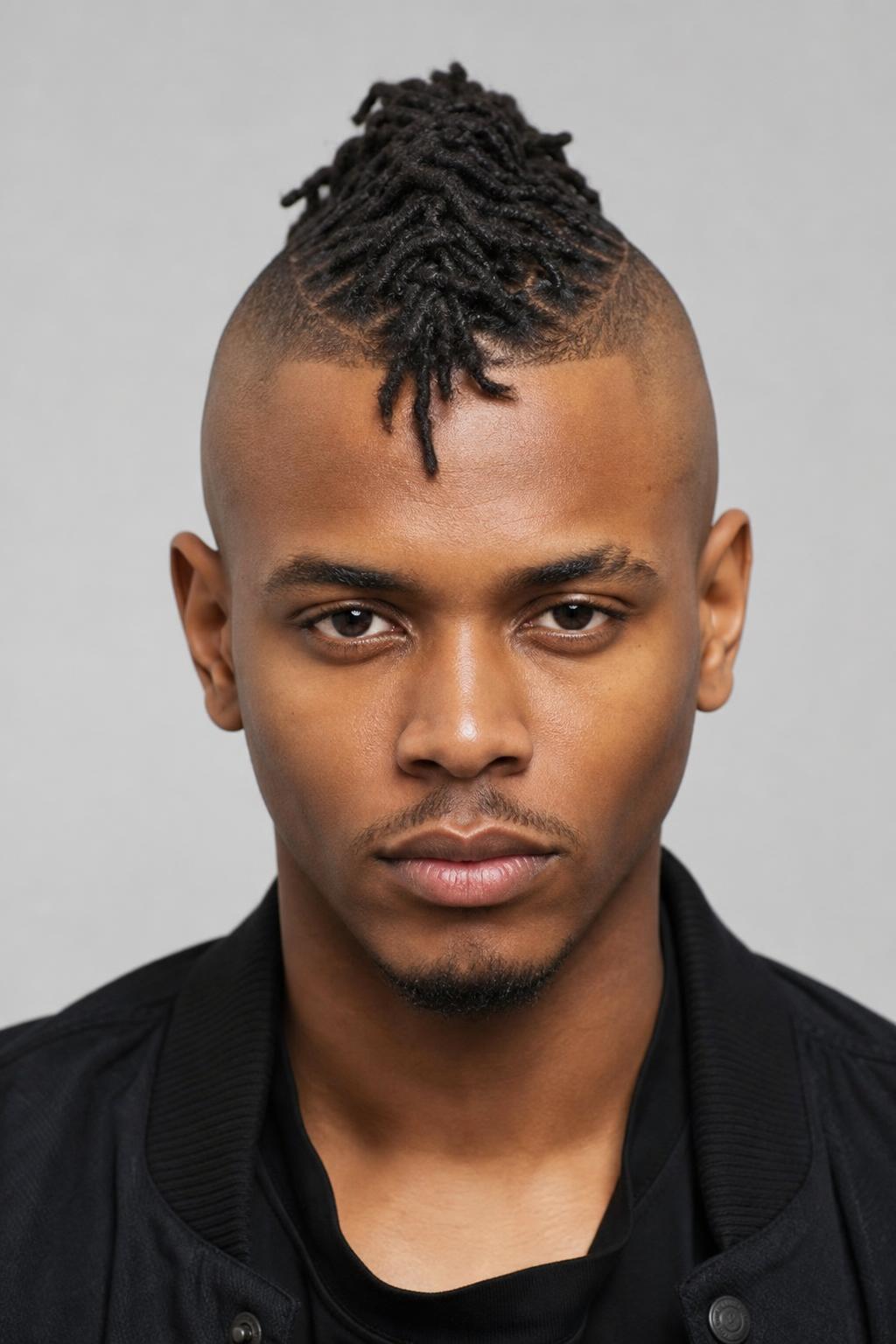 Freeform Loc Mohawk With a Central Strip Over Faded Sides