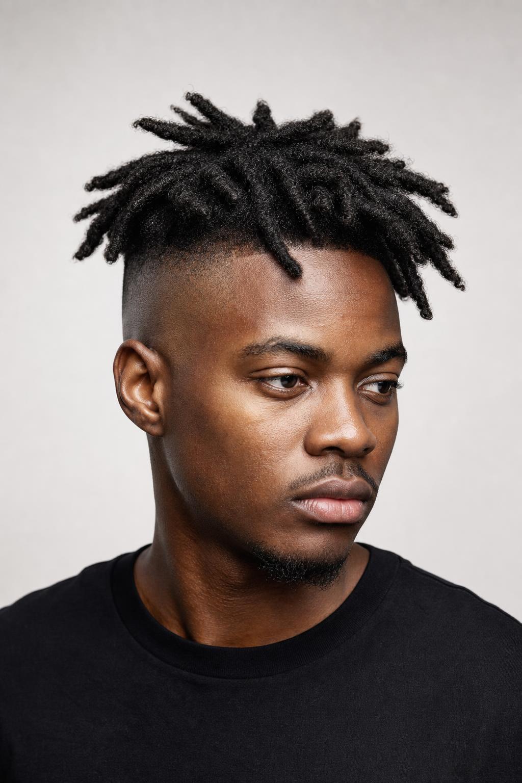 Long Freeform Locs Over Sides Shaved Down to Skin