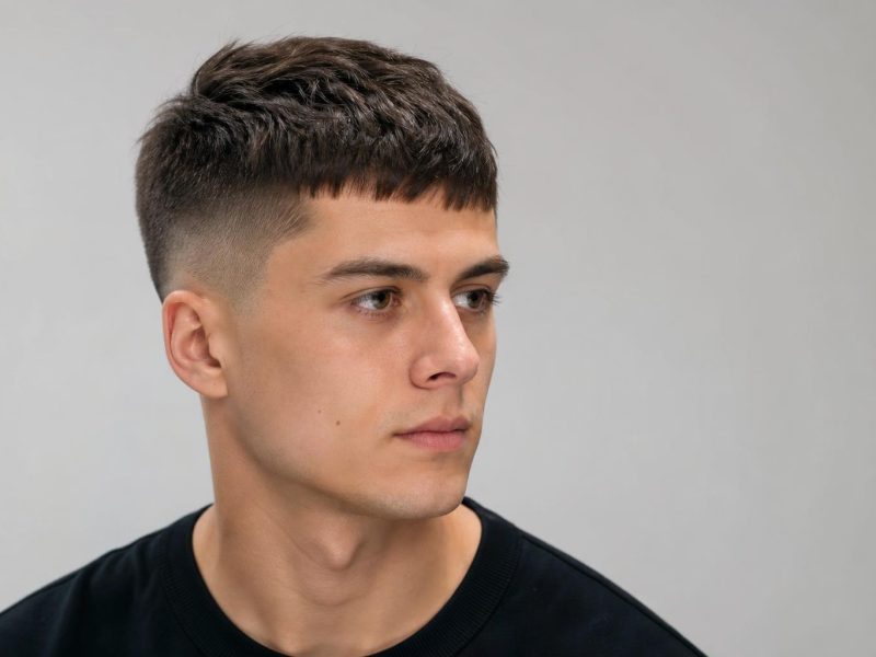 French Crop With a Blunt Forward Fringe and Faded Sides