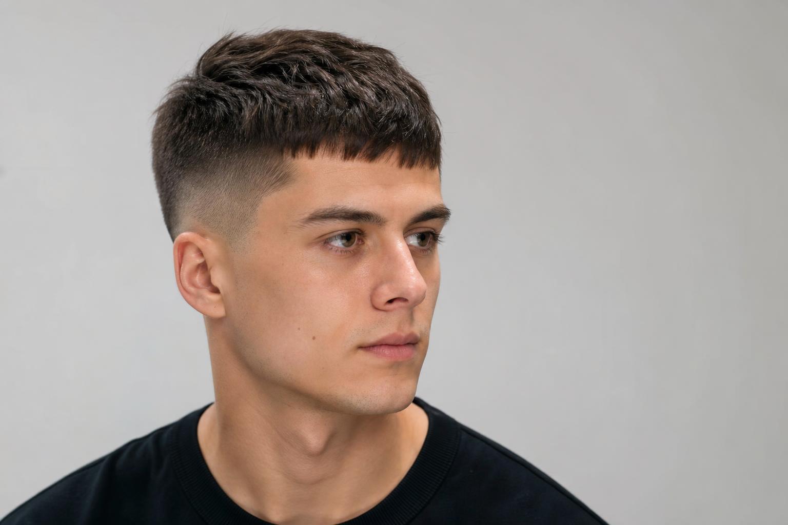 French Crop With a Blunt Forward Fringe and Faded Sides