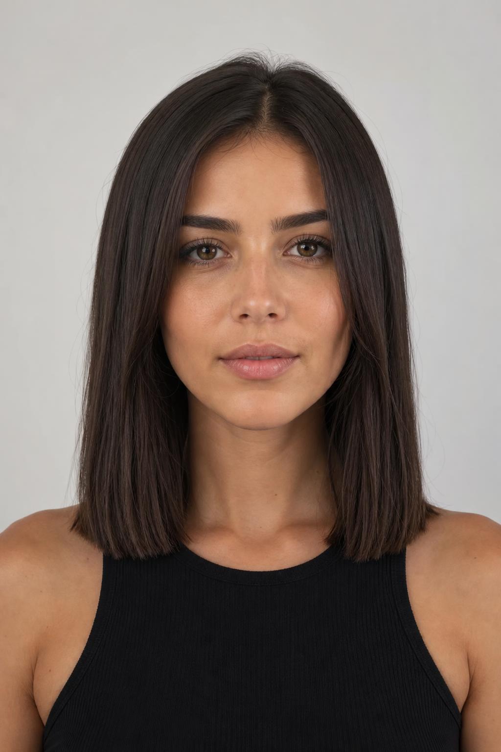 Collarbone-Length Cut with a Blunt Perimeter on Medium Brunette Hair