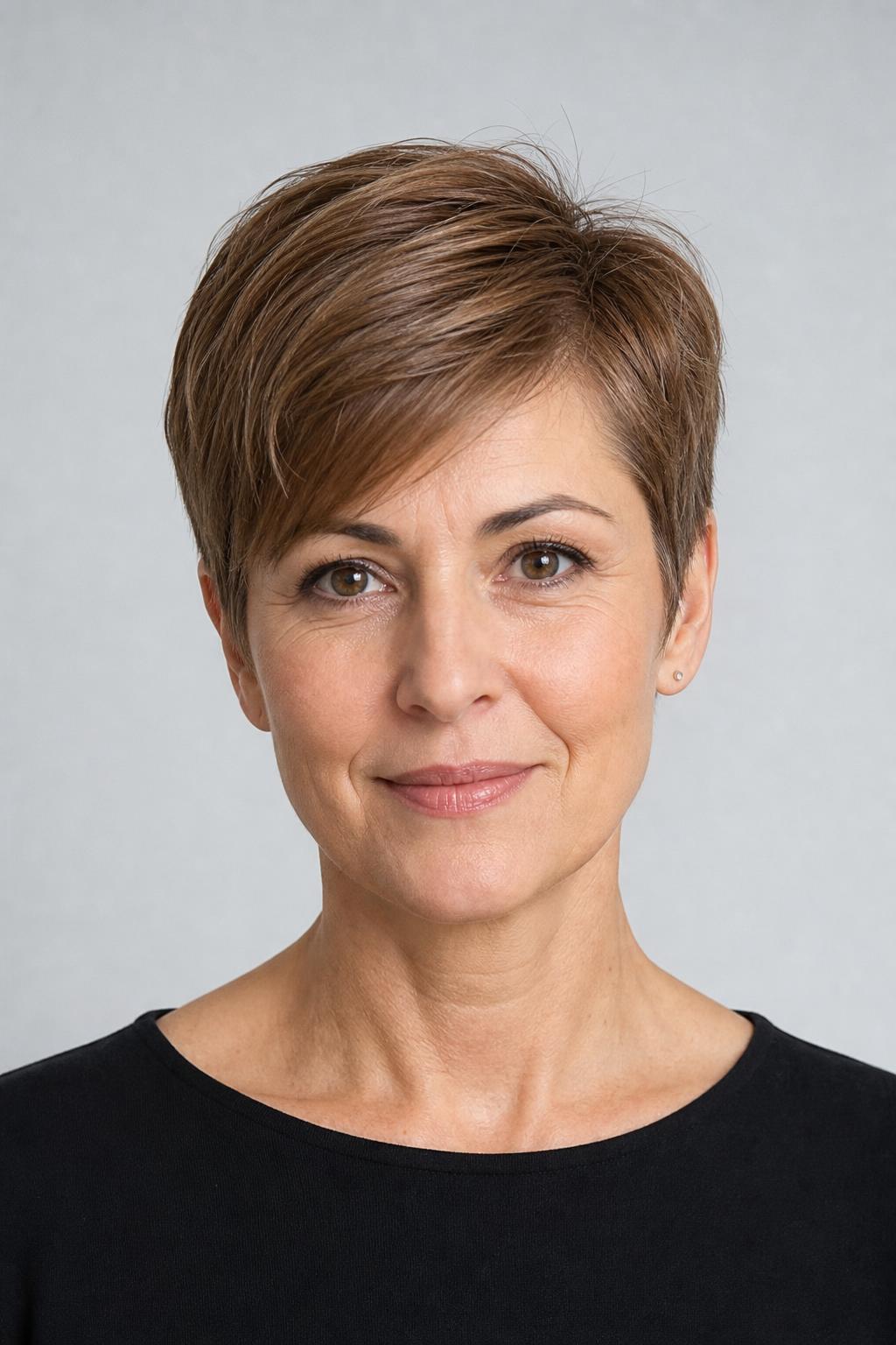 Side-Swept Pixie with Four Inches of Length on Top and Short Sides