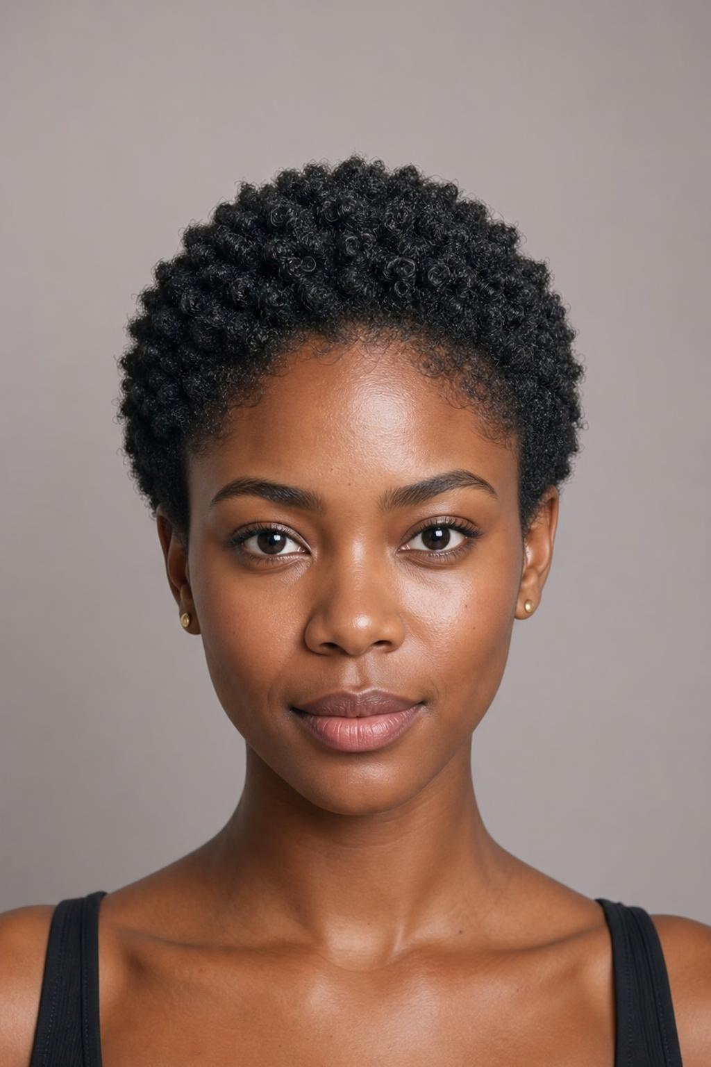 Teeny Weeny Afro with Defined Sponge Coils on Natural Black Hair