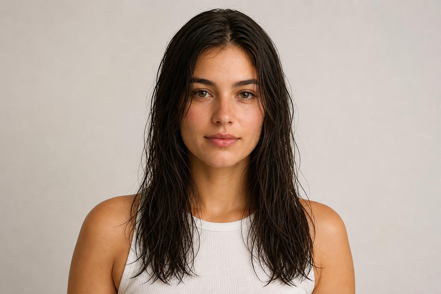 Freshly Washed Hair Left to Air-Dry Without Product to Judge Drying Speed