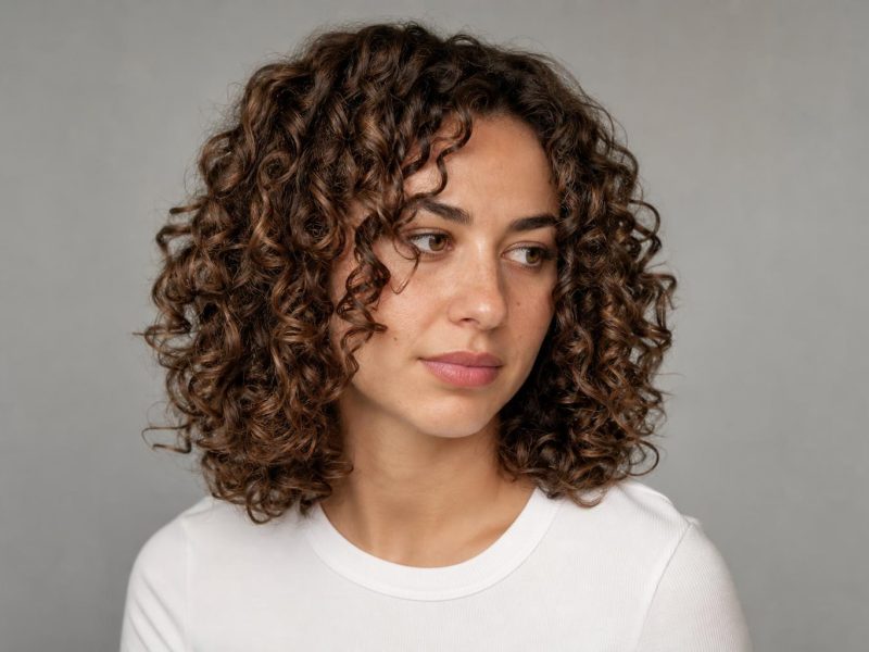 Haircuts for 3A Hair with Loose Spiral Curls in a Layered Collarbone Shape