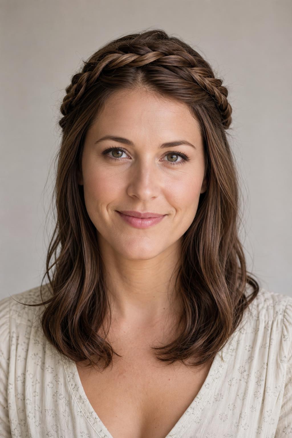 Braided Crown with Two Plaits Crossed Over the Top of the Head and Pinned