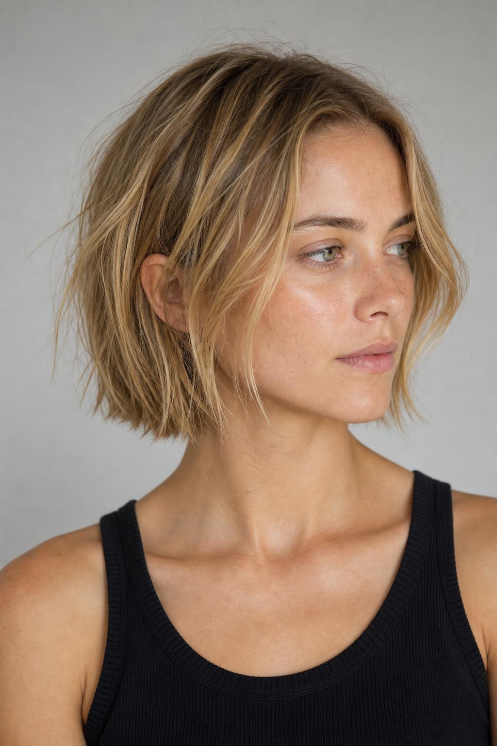 Air-Dried Short Hair with Separated Piecey Texture from Sea Salt Spray