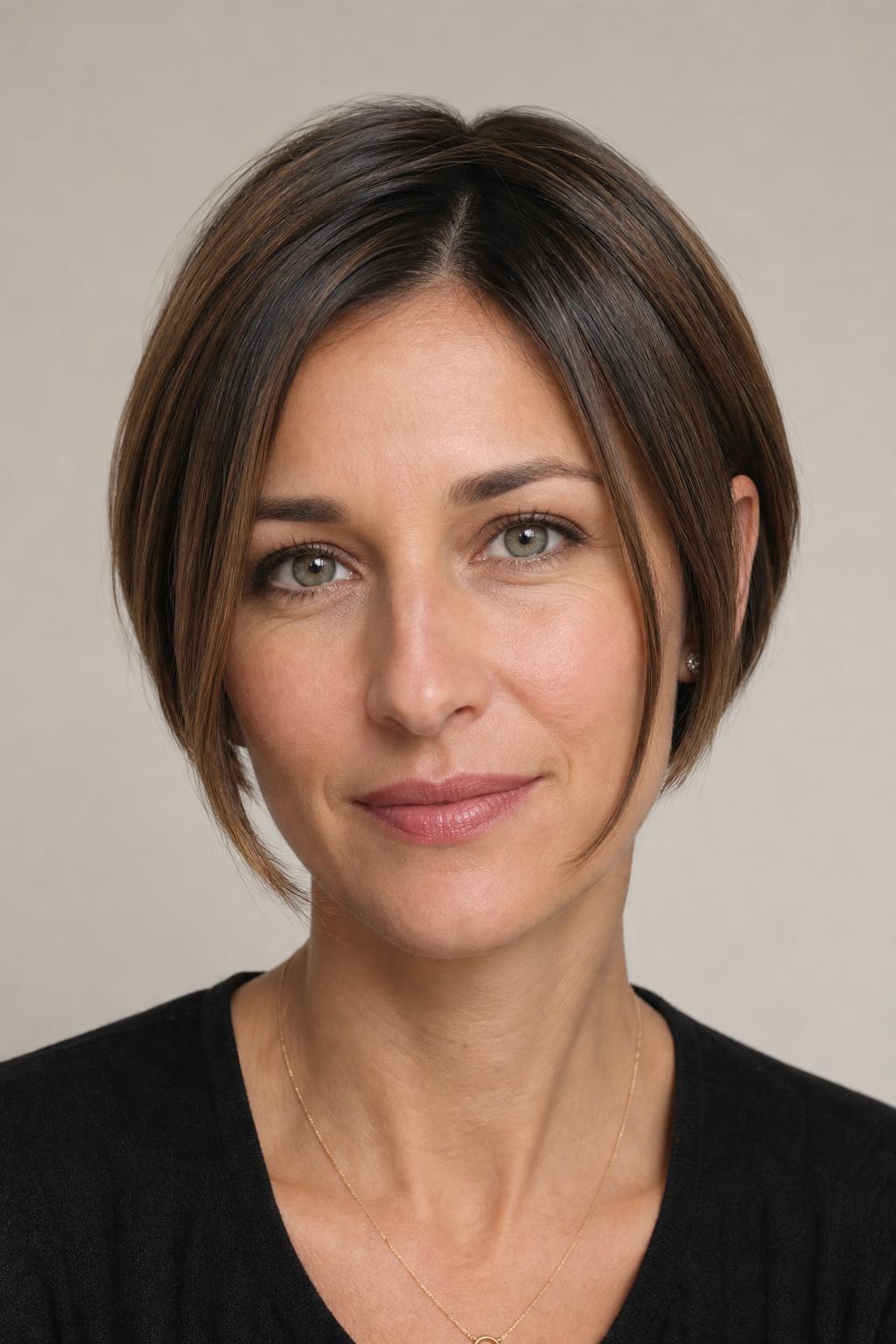 Cropped Short Cut with Two Longer Face-Framing Pieces at the Cheekbone
