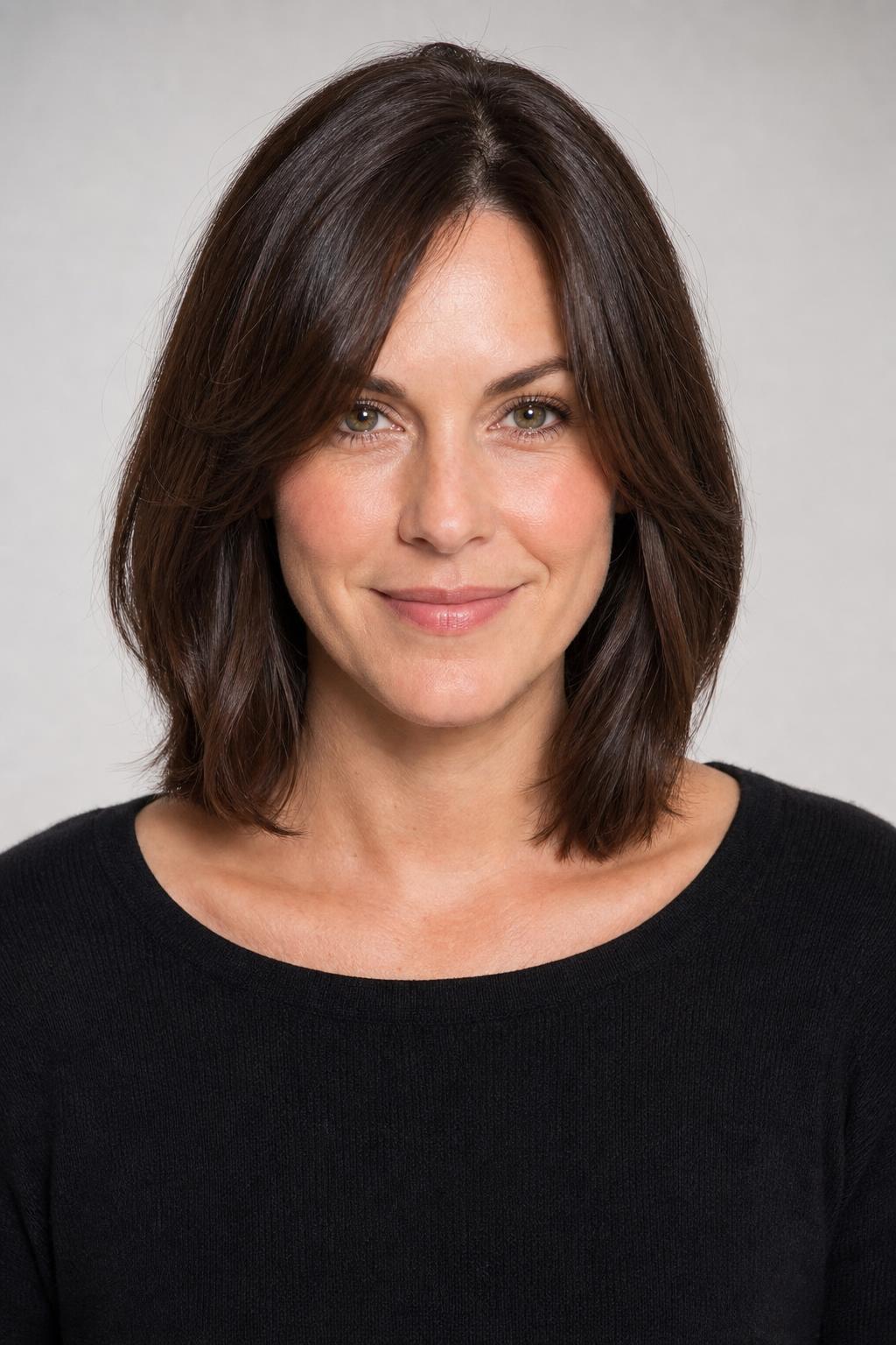 Freshly Glossed Reflective Brunette Color with Even Tone Throughout
