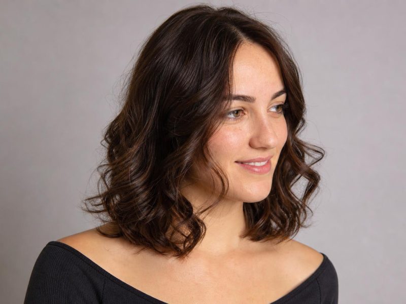 Soft Overnight Heatless Curls with Loose Spiral Shape on Medium Brunette Hair