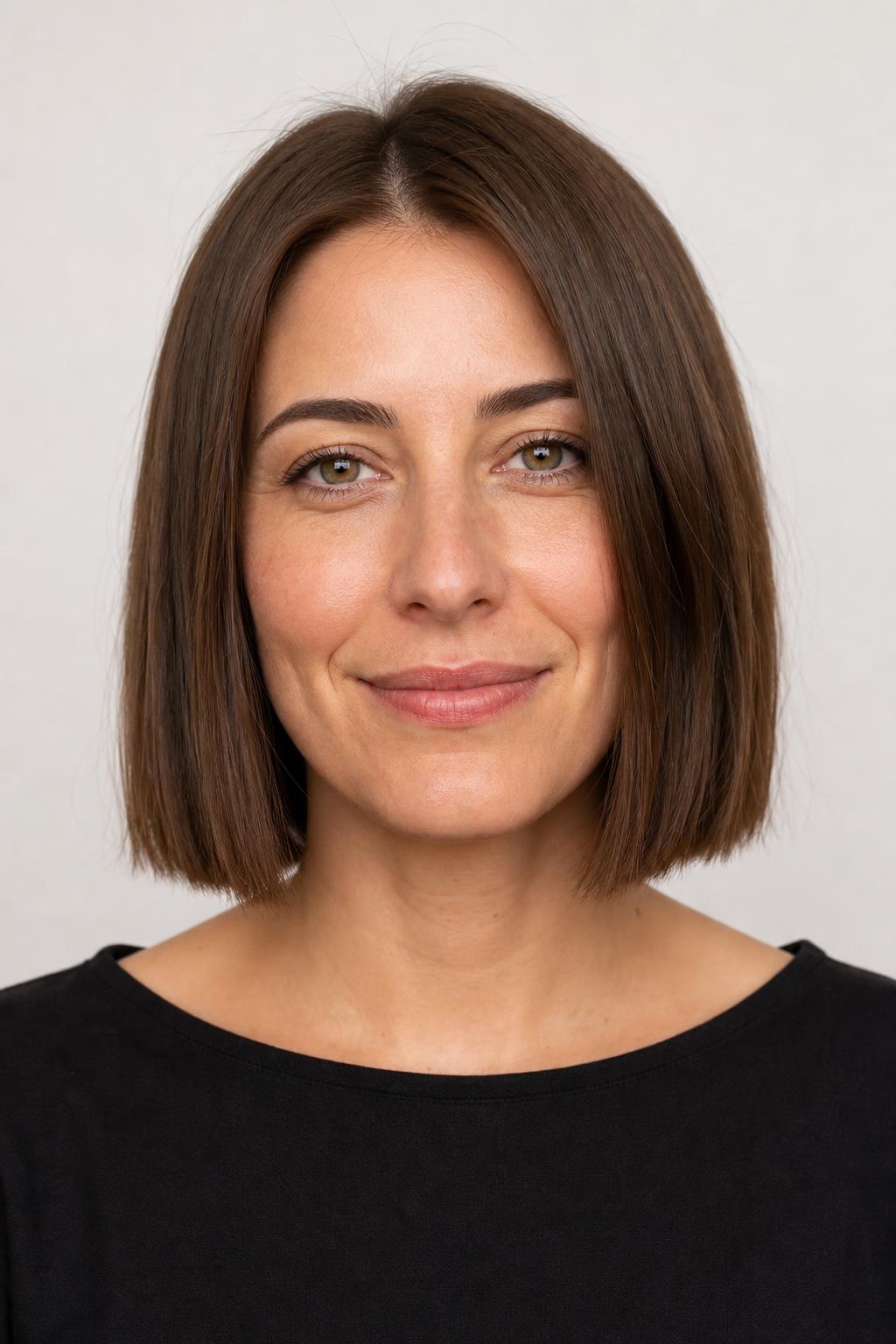 Chin-Length Bob with Hidden Interior Weight Removal on Thick Straight Hair
