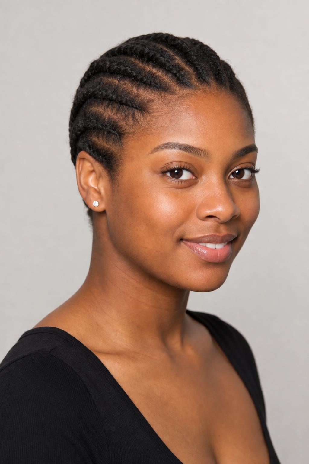 Flat Twists Laid Close to the Scalp on Natural Dark Brown Hair