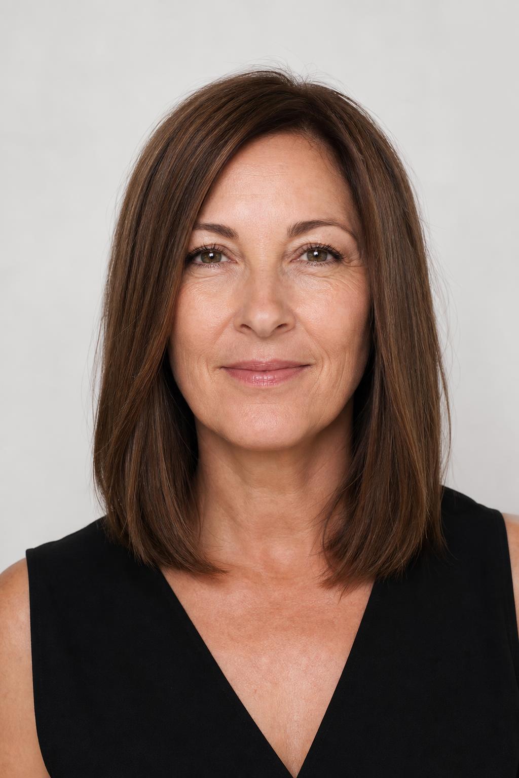 Shoulder-Length Cut with Even Front Sections and No Fixed Part Line