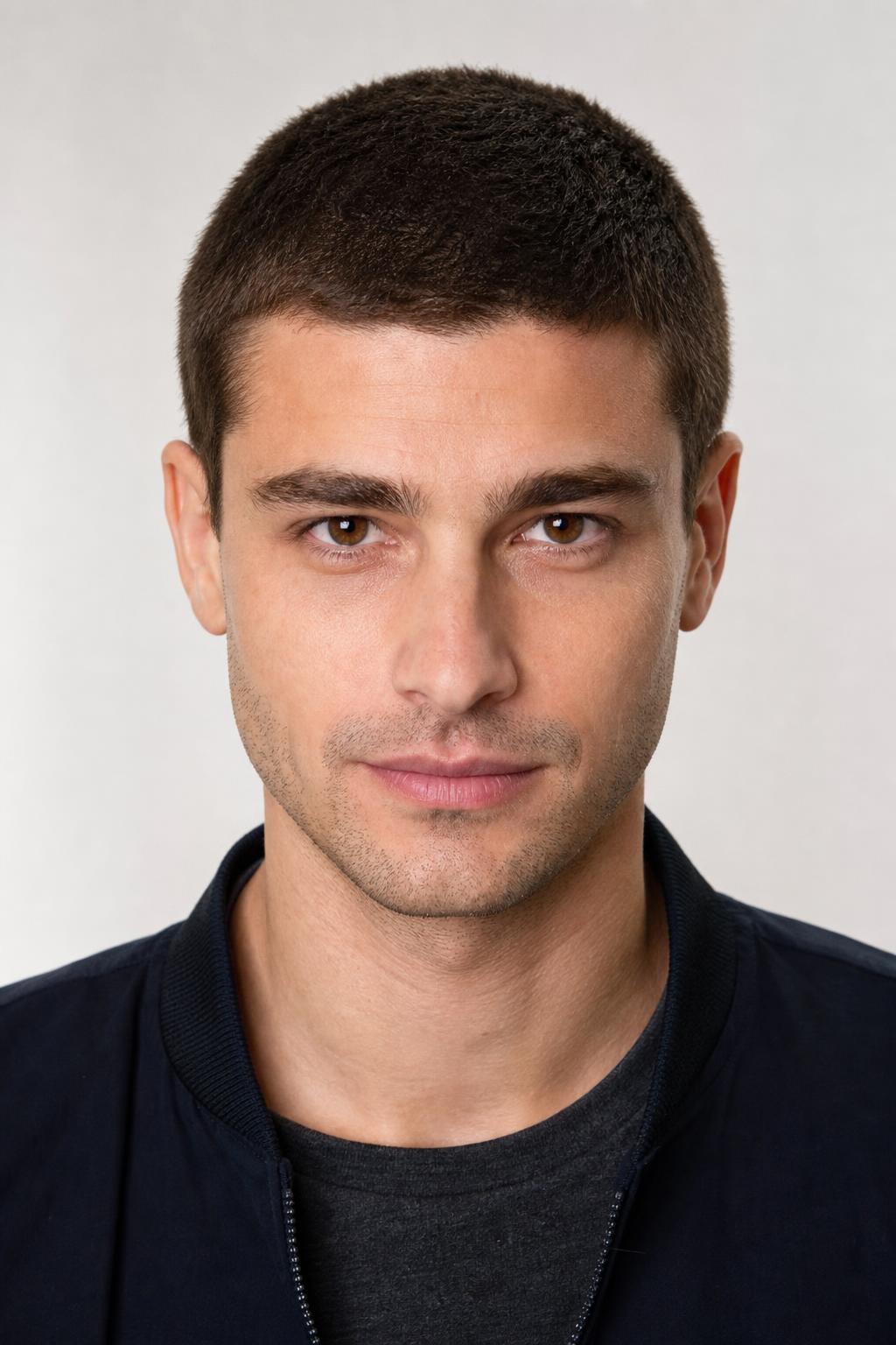 Uniform Buzz Cut at Clipper Length Three on Thick Dark Hair