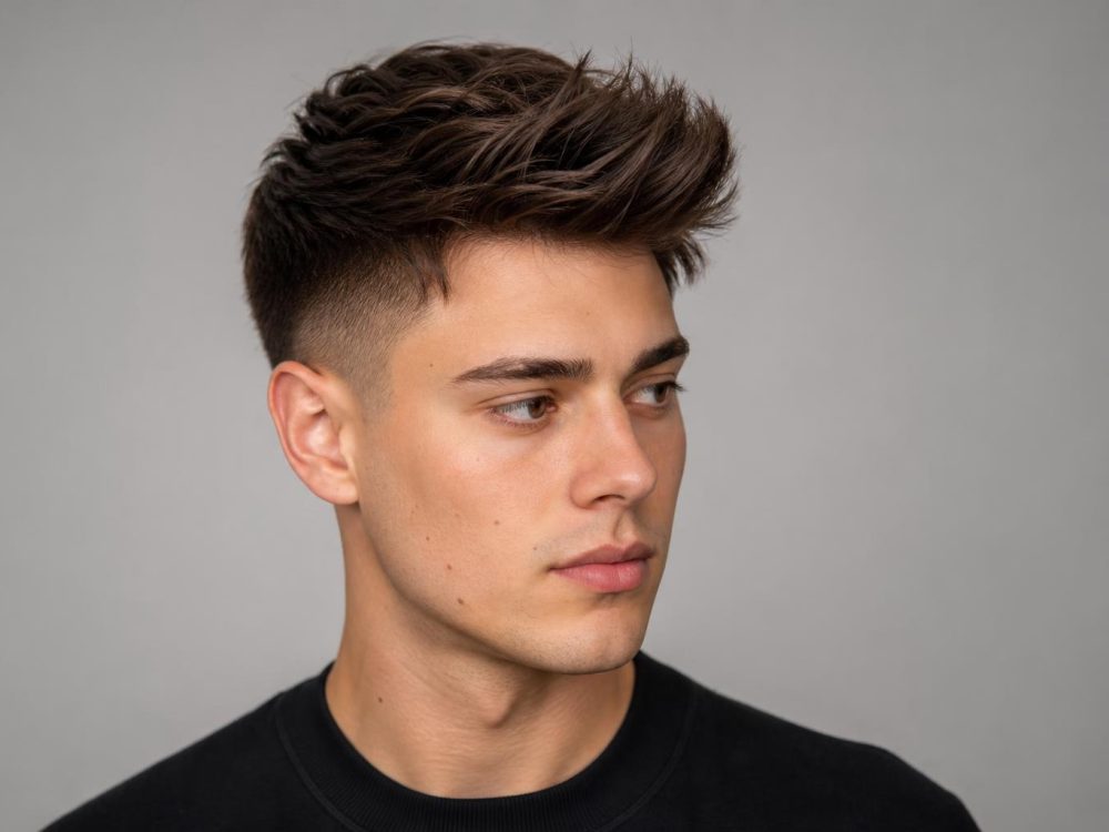 Men's Textured Quiff with Four Inches of Front Length Lifted Up and Forward