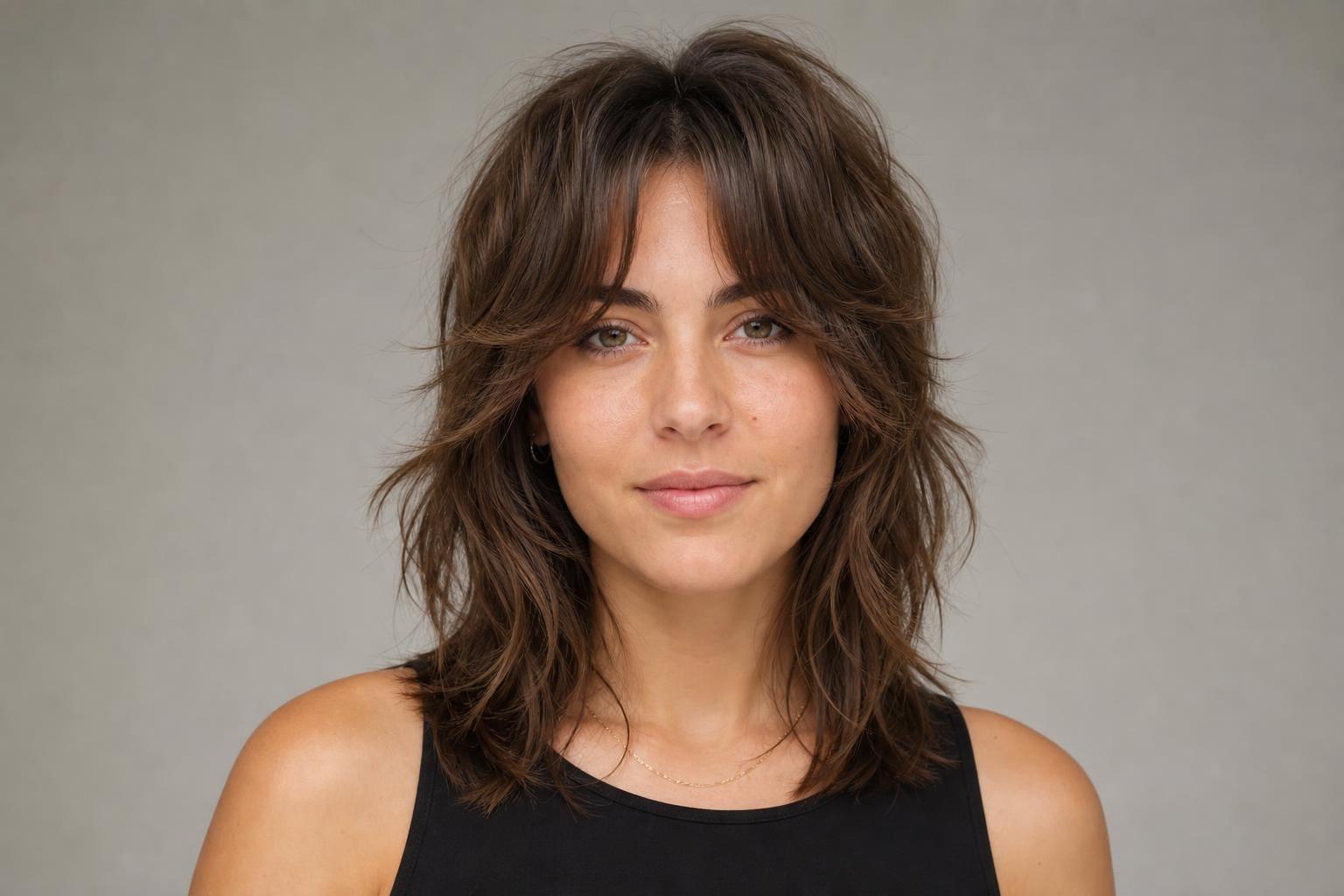 Woman Styling Wolf Cut with Diffuser for Volume and Textured Layers on Medium Length Hair
