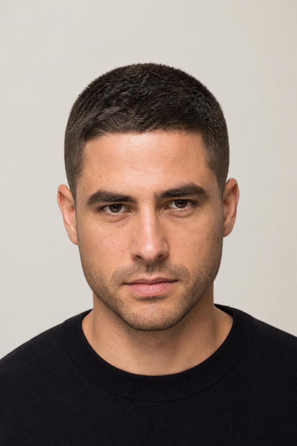 Buzz Cut at Clipper Length Two on Medium Density Dark Hair