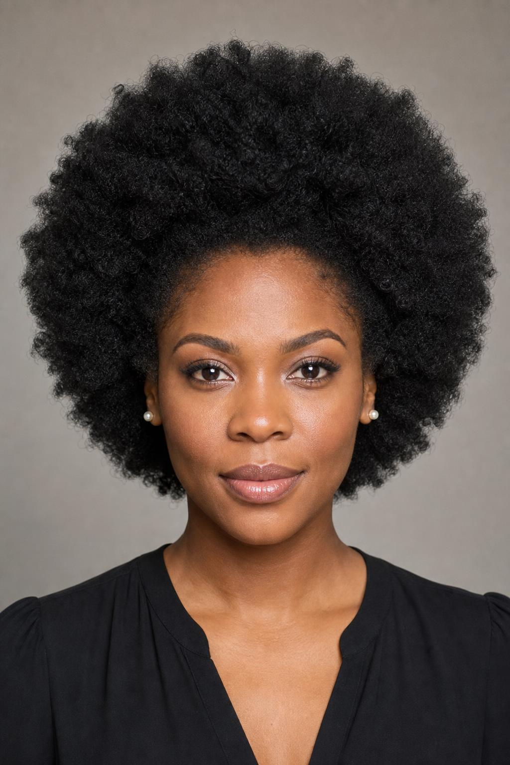 Evenly Shaped Round Afro on Natural 4B Coily Black Hair