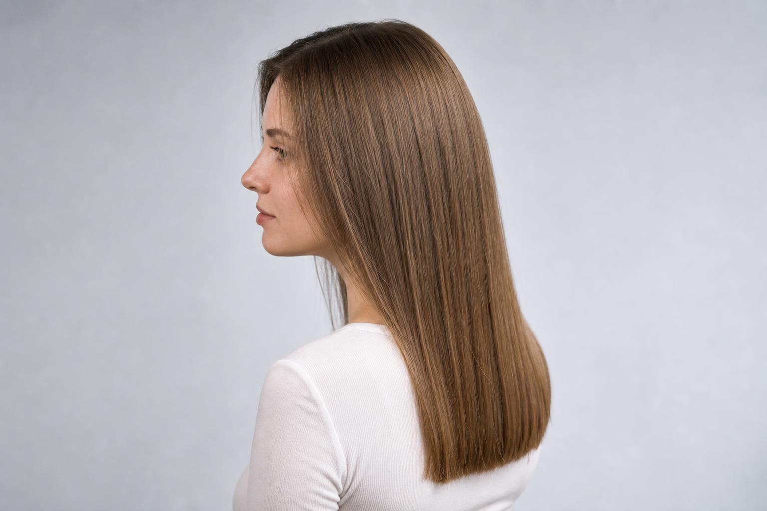 Long Internal Layers Under a One-Length Brown Hair Cut