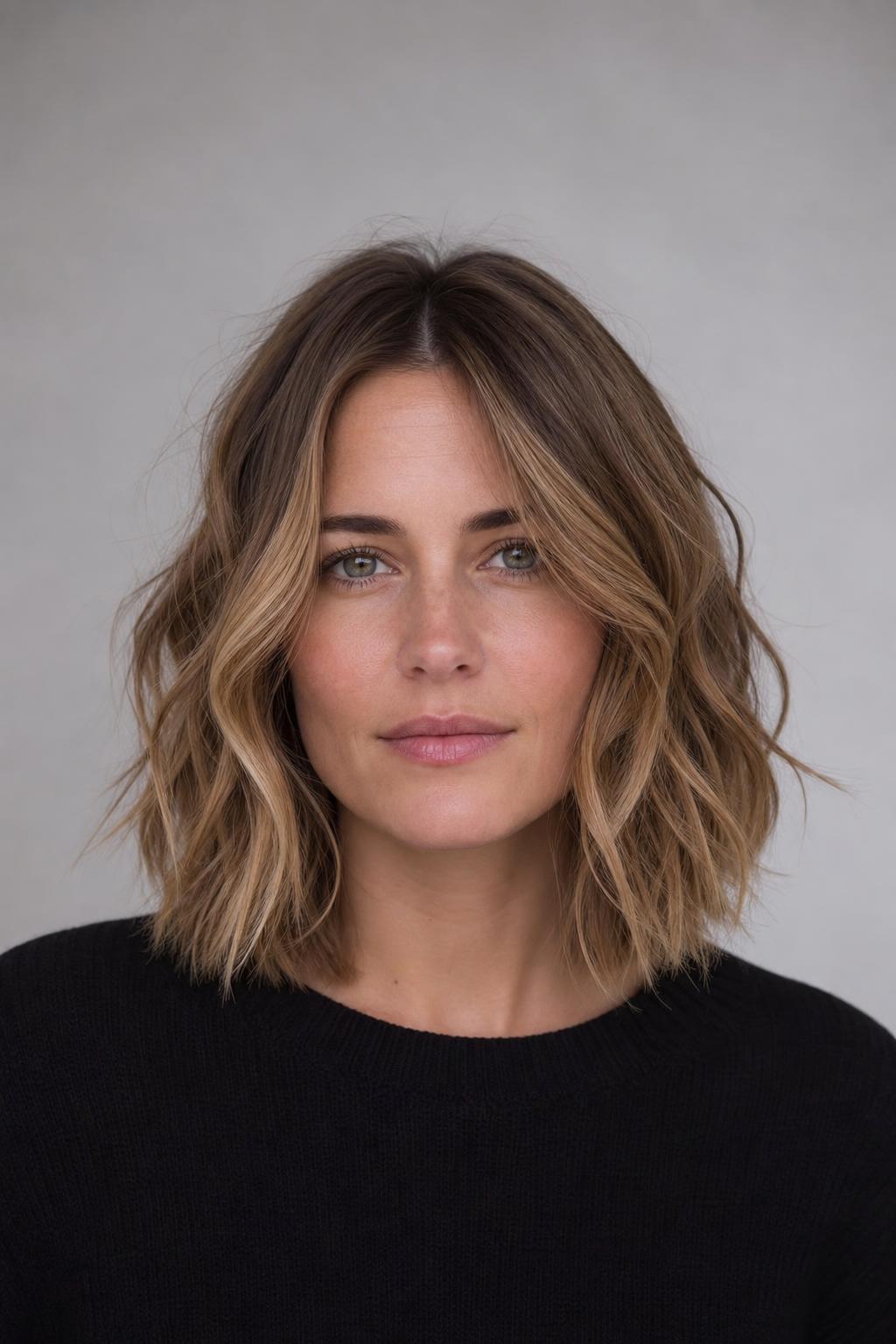 Beach Wave Layered Lob Finished With Texturizing Spray