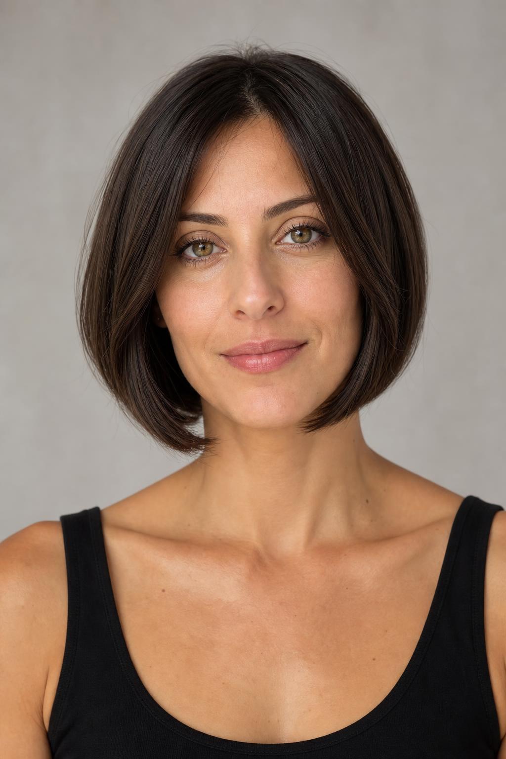 Classic Layered Bob at Chin Length on Straight Hair