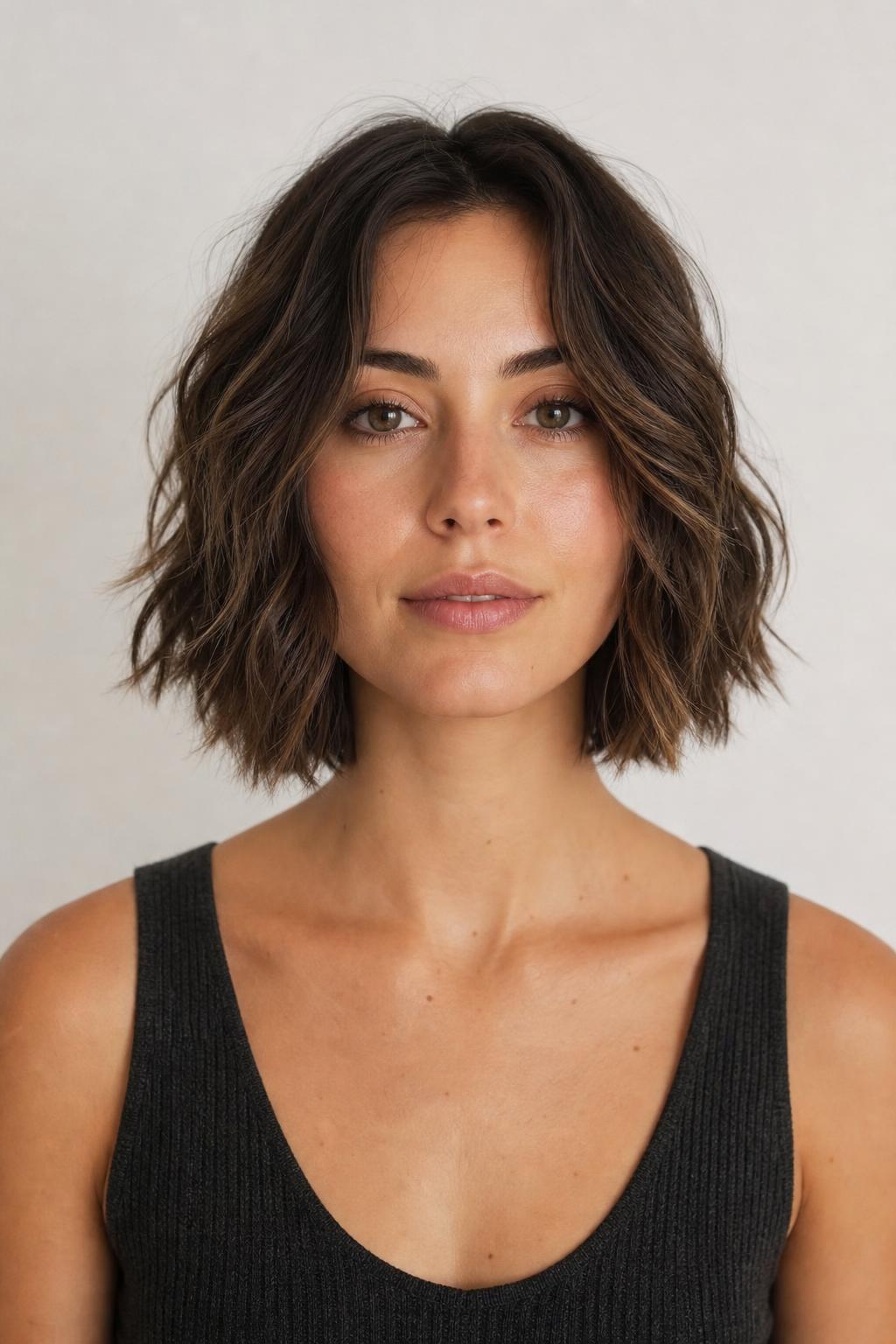 Lived-In Wavy Bob Air-Dried With Curl Cream on 2B Waves