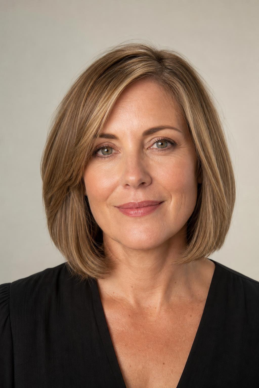 Straight Bob With Long Invisible Layers Below the Chin