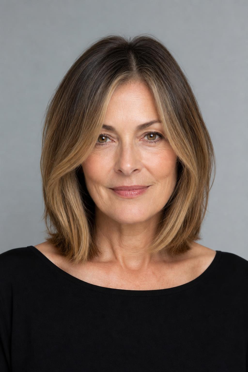 Collarbone Lob with a Deeper Root Shadow Blending into Lighter Mid-Lengths