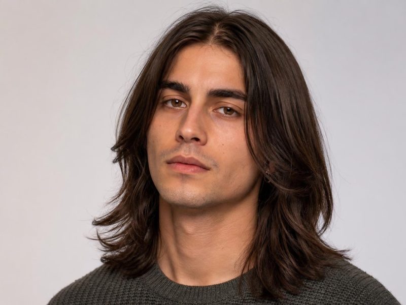 Long Men's Cut Shaped Past the Shoulders