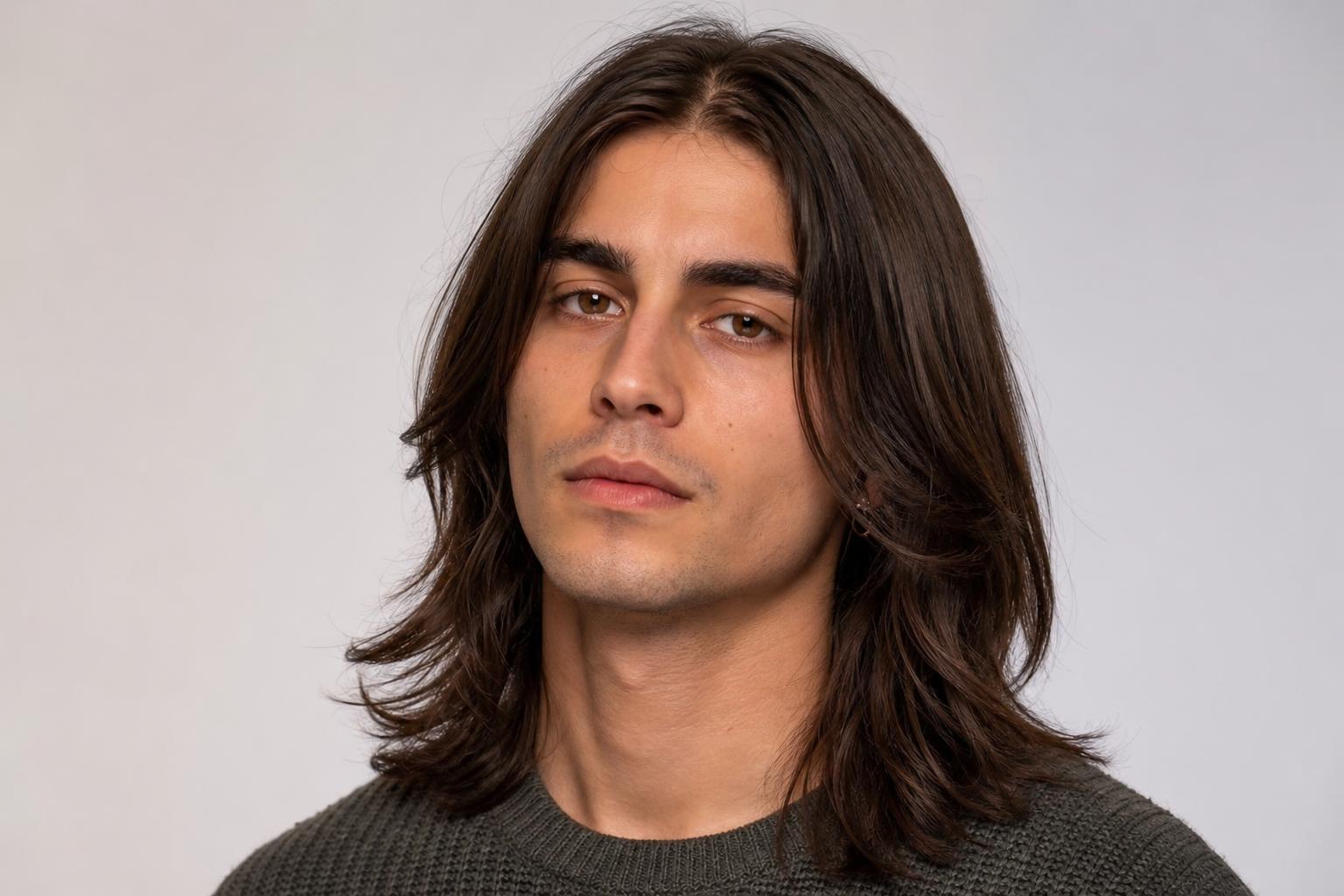 Long Men's Cut Shaped Past the Shoulders