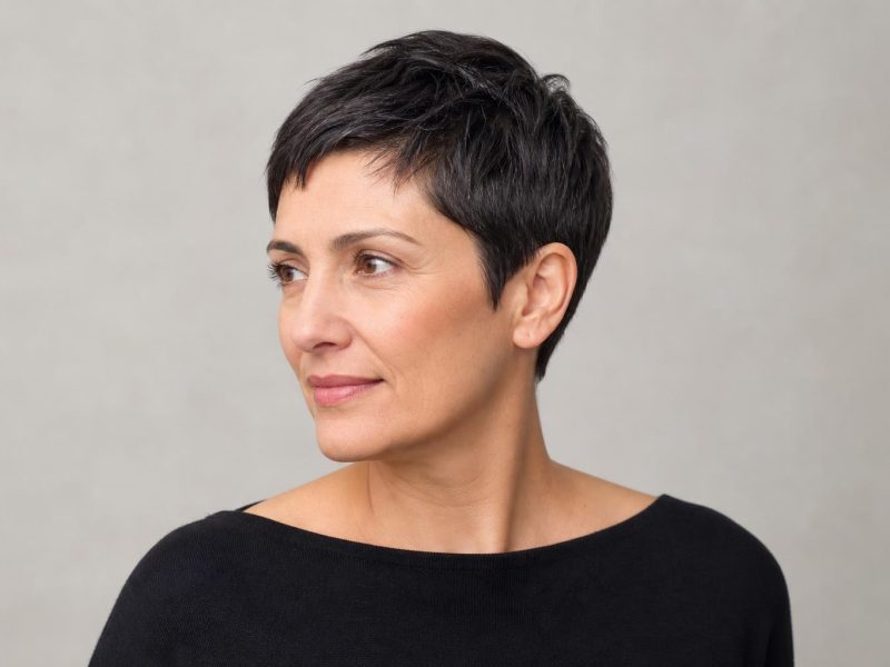 Short Cropped Pixie Left in Its Natural Fall