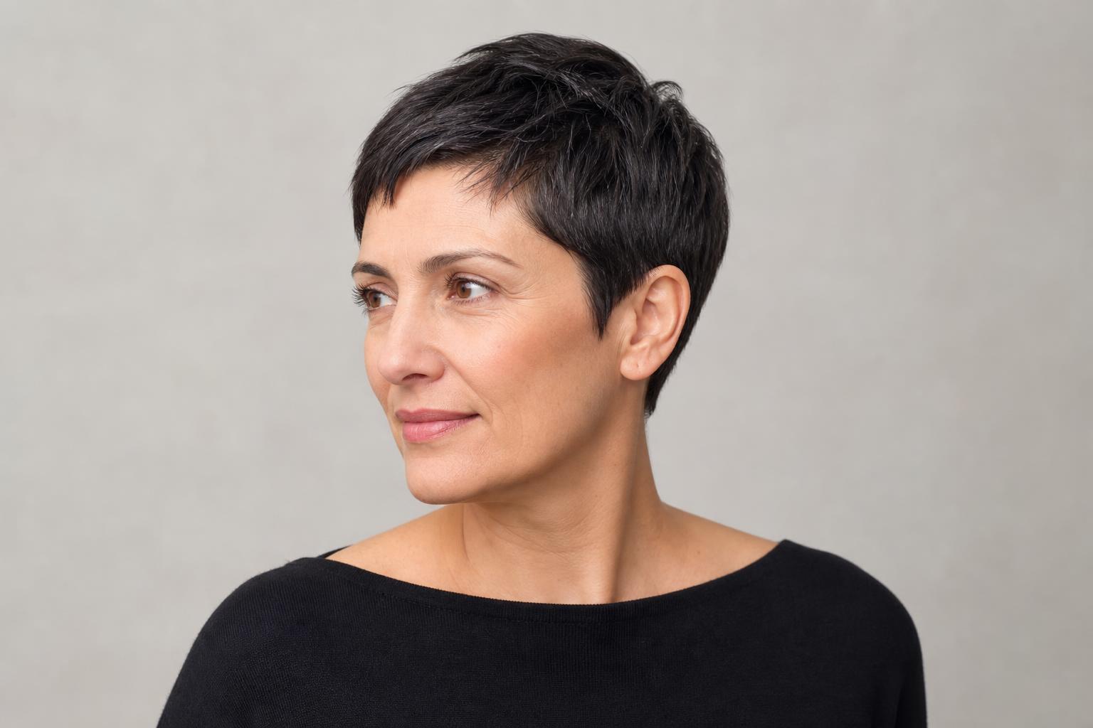 Short Cropped Pixie Left in Its Natural Fall
