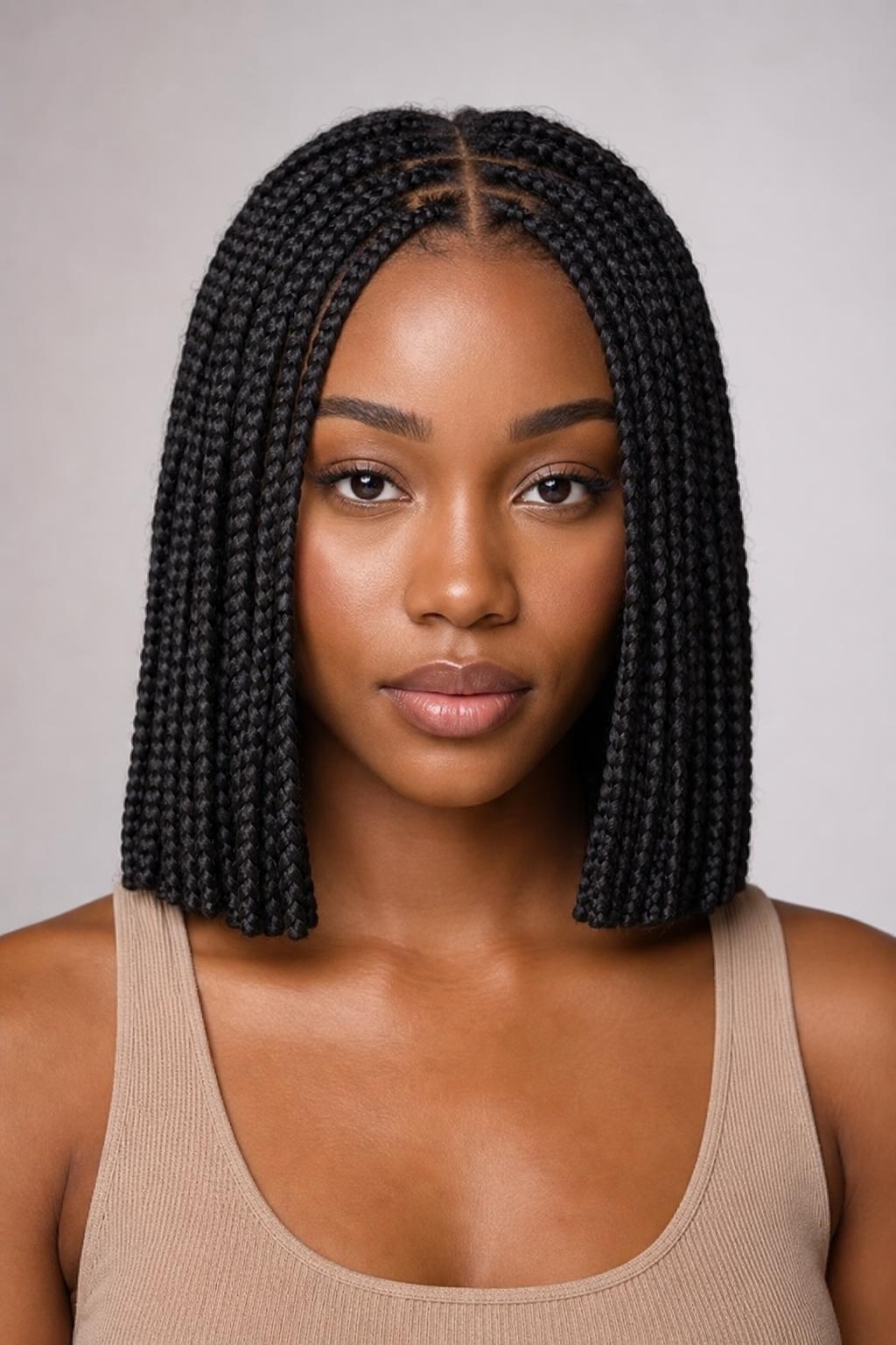 Collarbone Medium Braids Cut Blunt Across in One Even Line