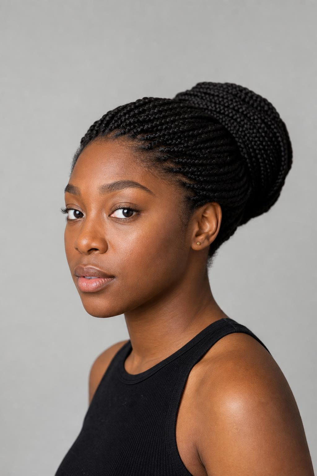 Medium Braids Coiled Into a Large Braided Bun