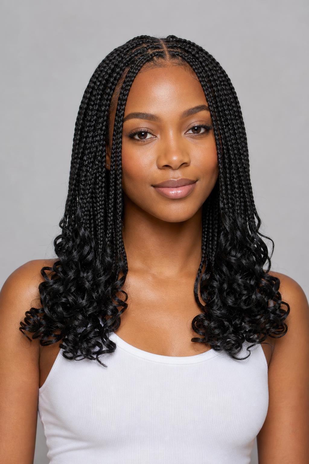 Medium Braids Finished With Loose Curled Ends