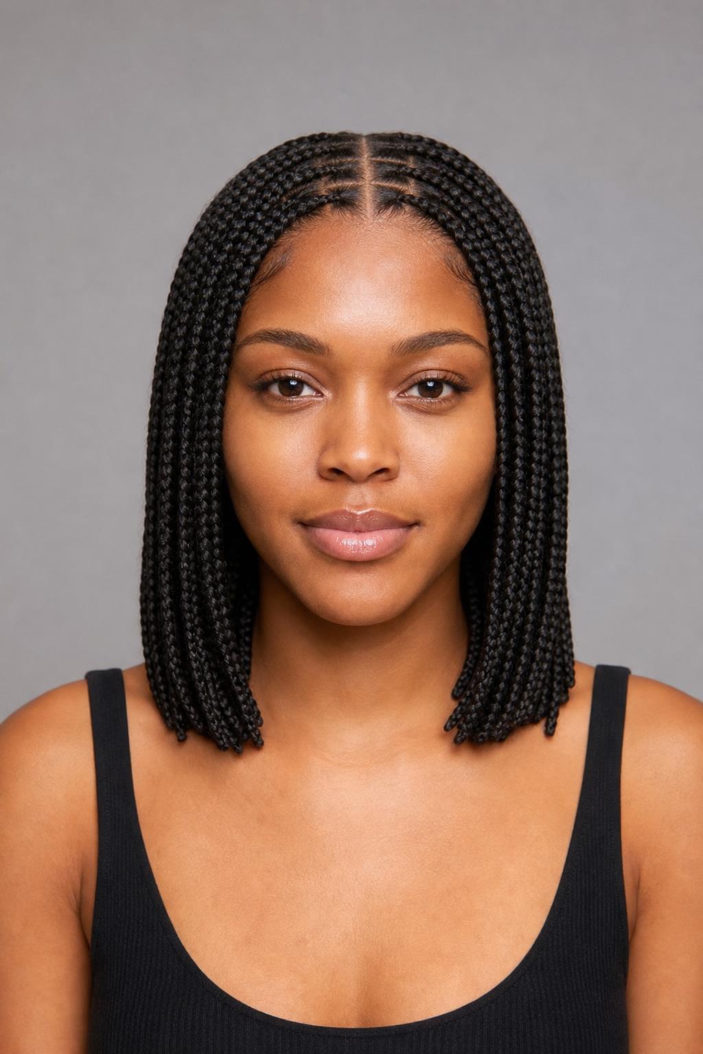 Shoulder-Length Medium Braids Falling Level With the Shoulders