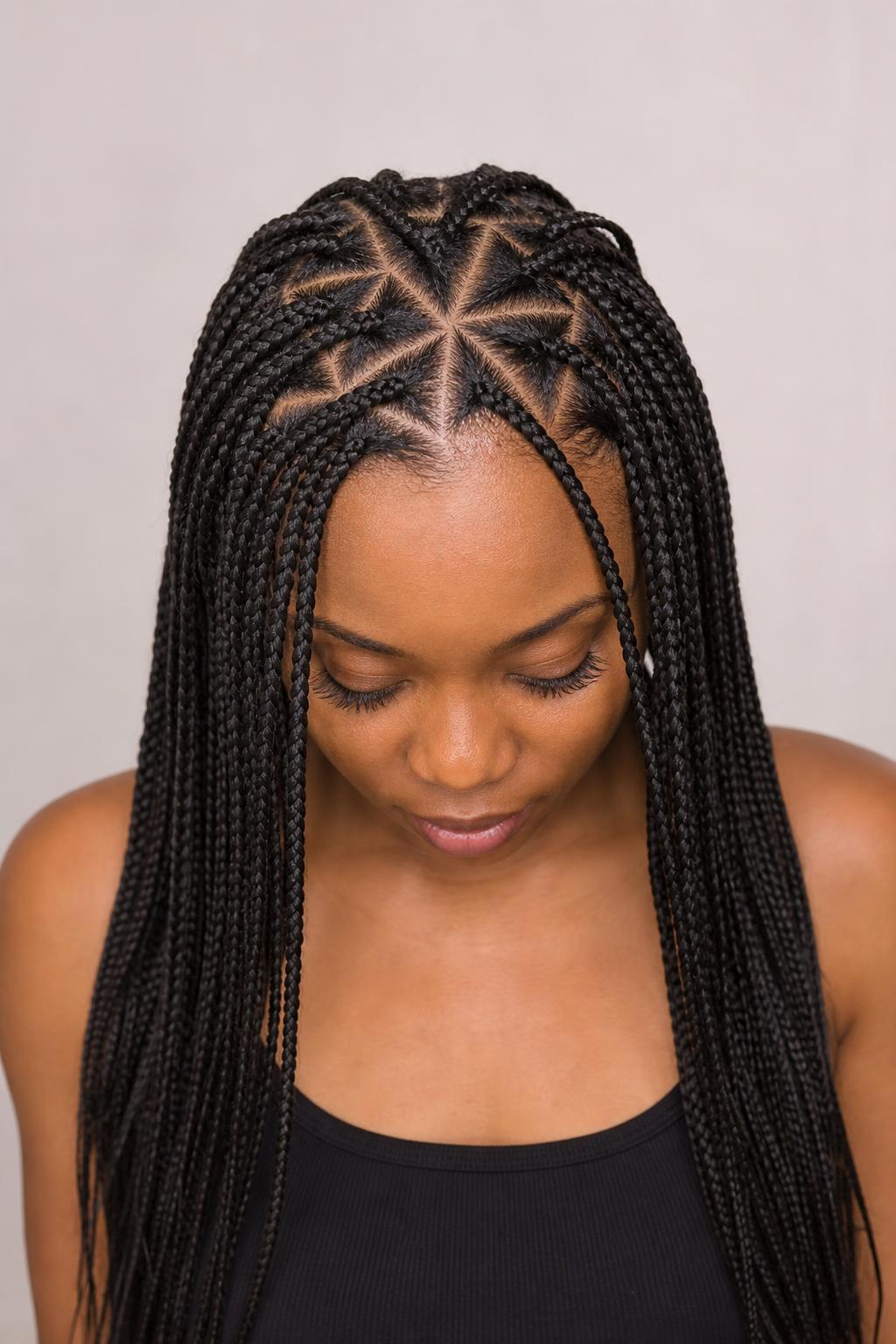 Triangle-Part Medium Braids With a Geometric Root Pattern