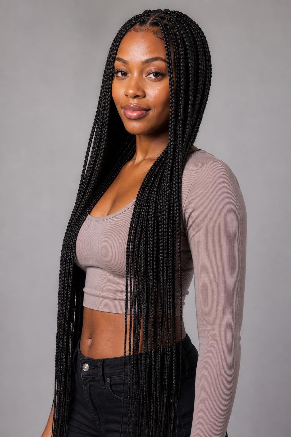 Waist-Length Medium Braids Sweeping Down to the Waistline