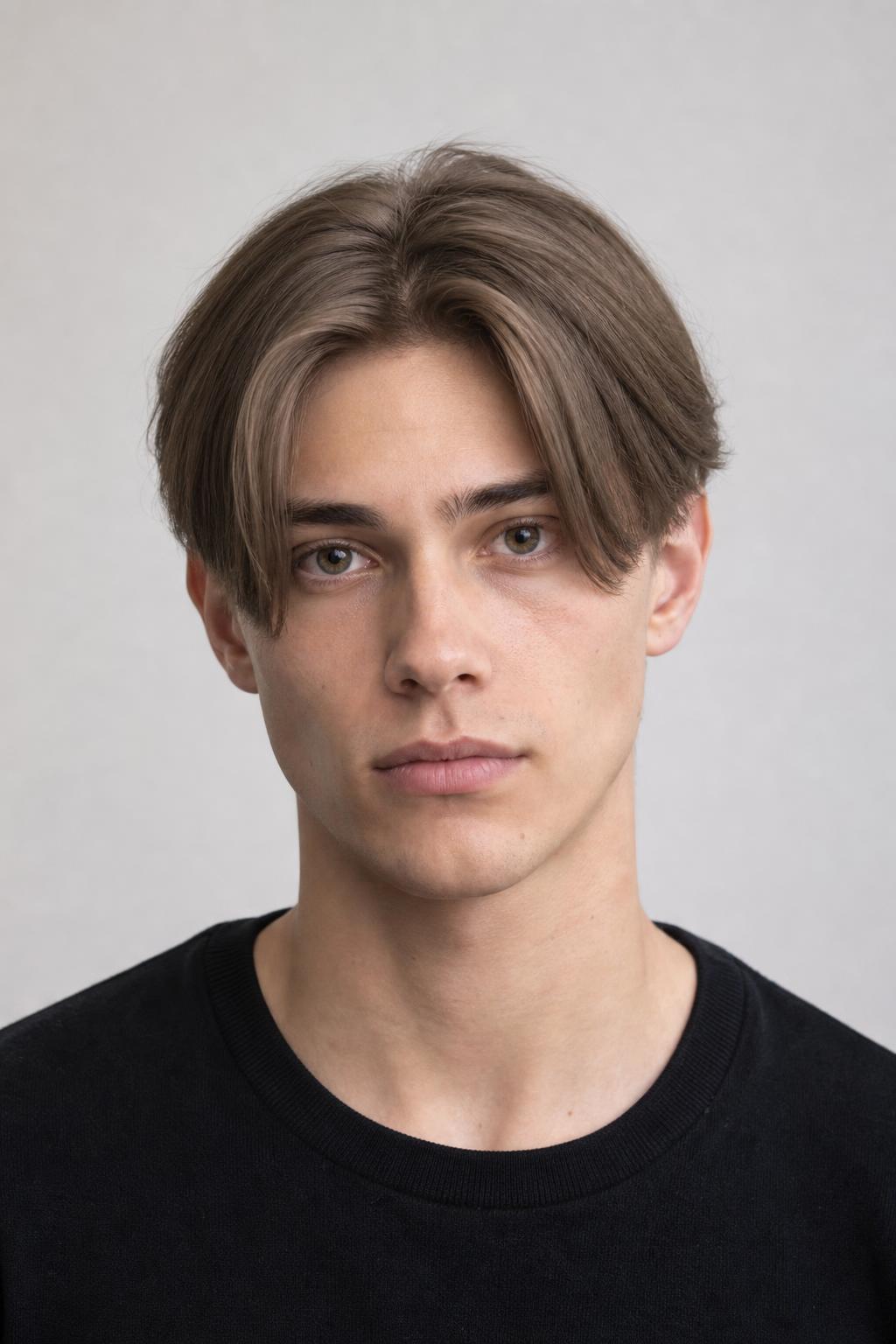 Cool Ash Brown Center Part with a Neat Part Line on Straight Hair