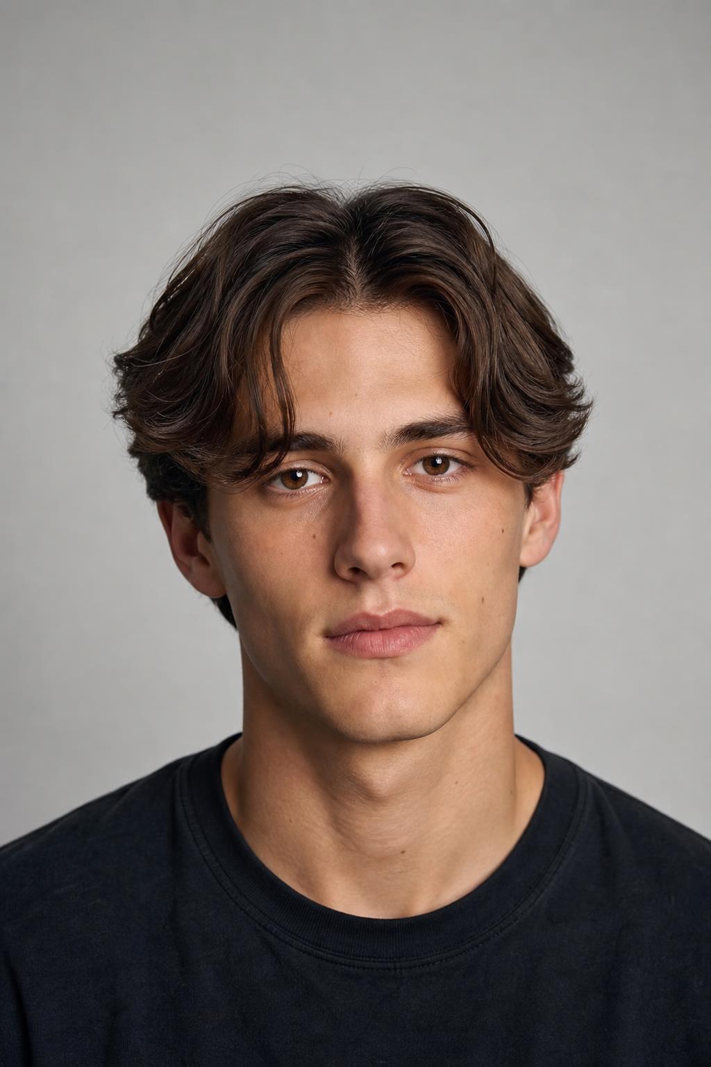 Air-Dried Center Part with a Loose Matte Finish on Wavy Brown Hair