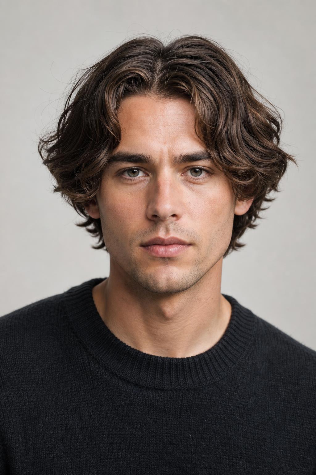 Naturally Wavy Long Center Part with Loose Movement on Medium Brown Hair