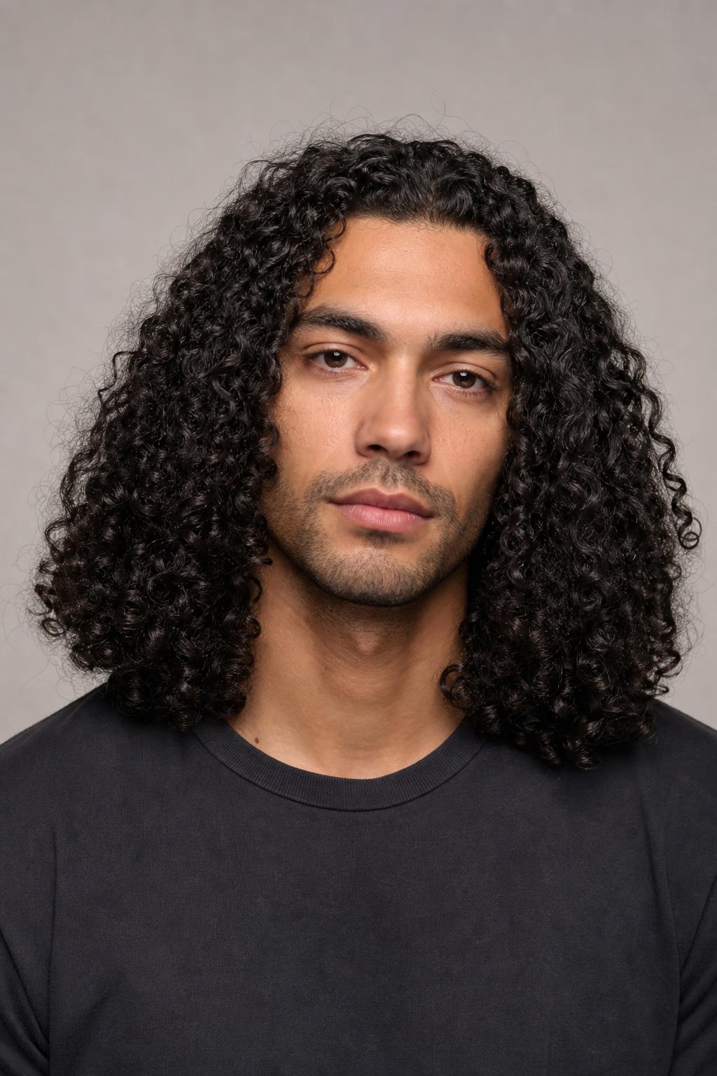 Long Coarse Curls with a Strong Natural Silhouette on Black Hair