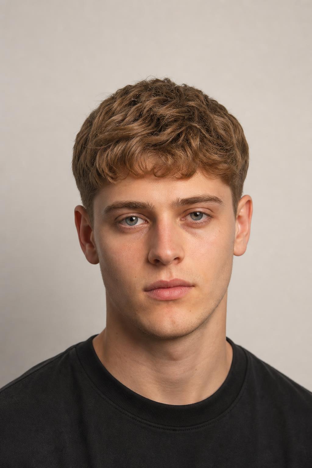 Short Blunt-Cut 2b Waves on Fine Light Brown Hair with Tapered Sides