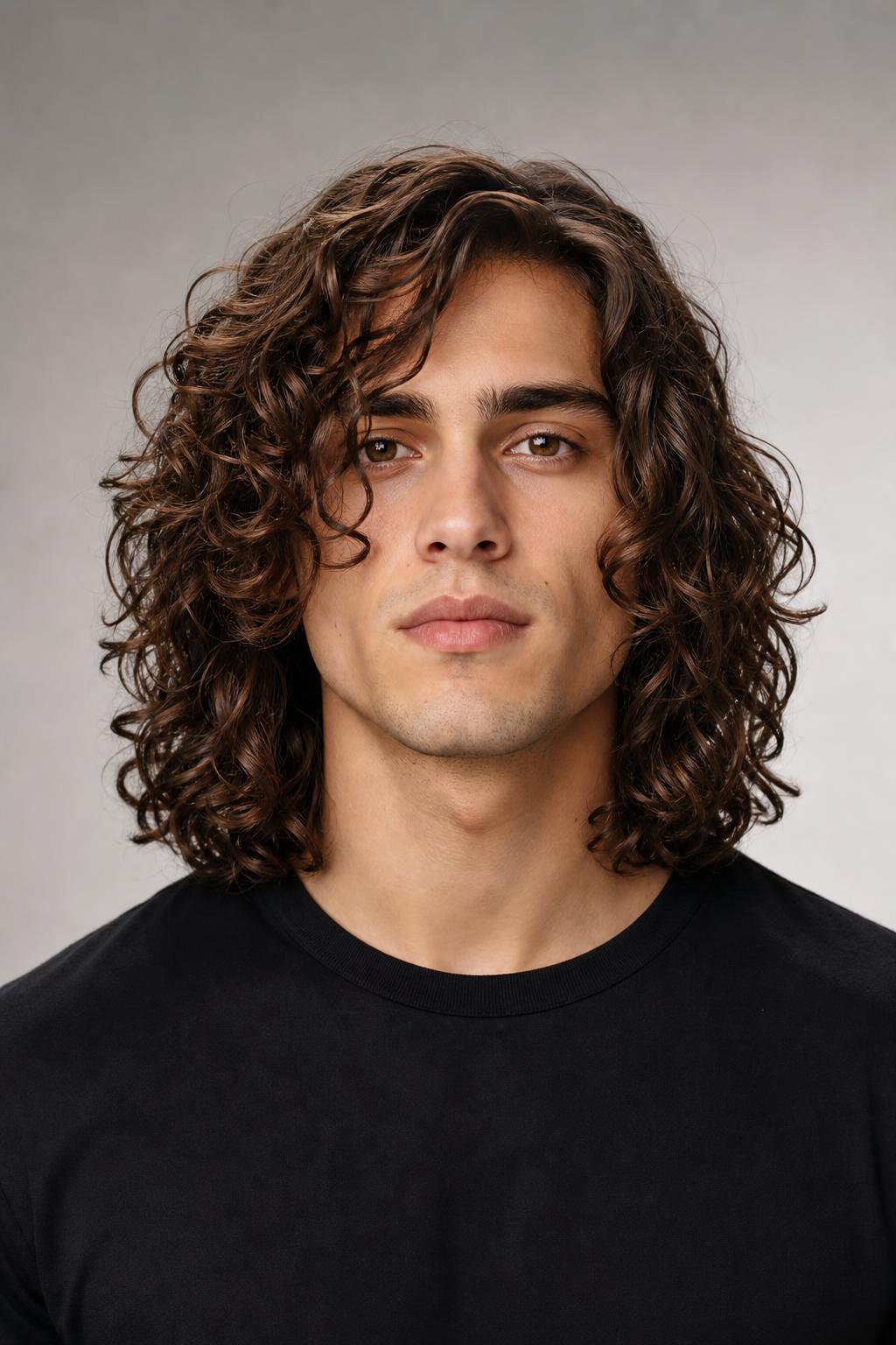 Long Curls Reshaped Damp with Reformed Clumps on Medium Brown Hair