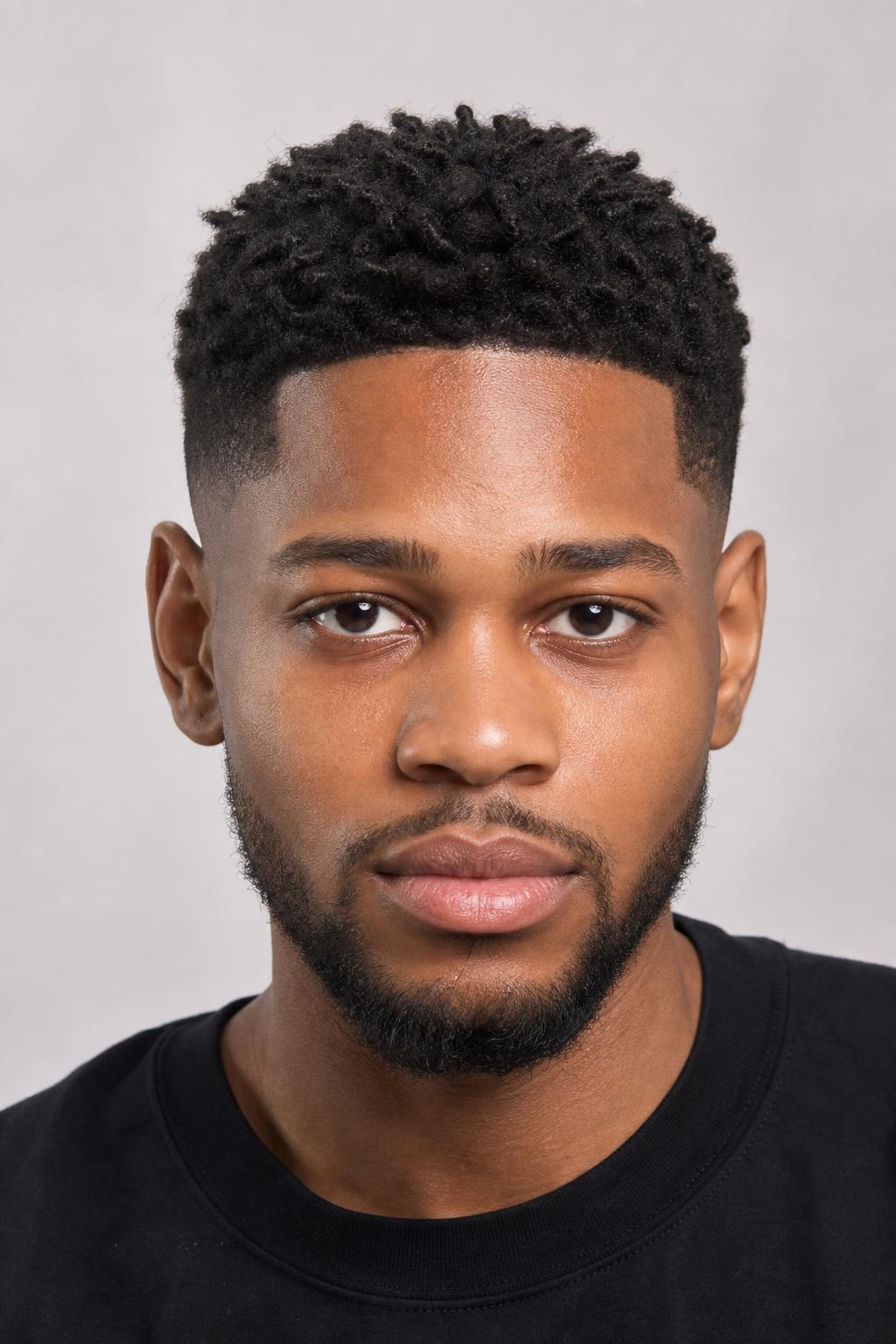 Defined Sponge-Twisted Coils on Short 4a Hair with Faded Sides