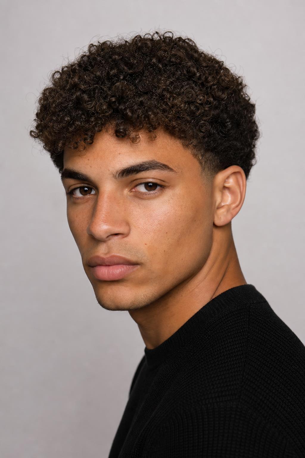 Grown 3b Curls at Four Inches Still Holding a Round Outline on Dark Hair