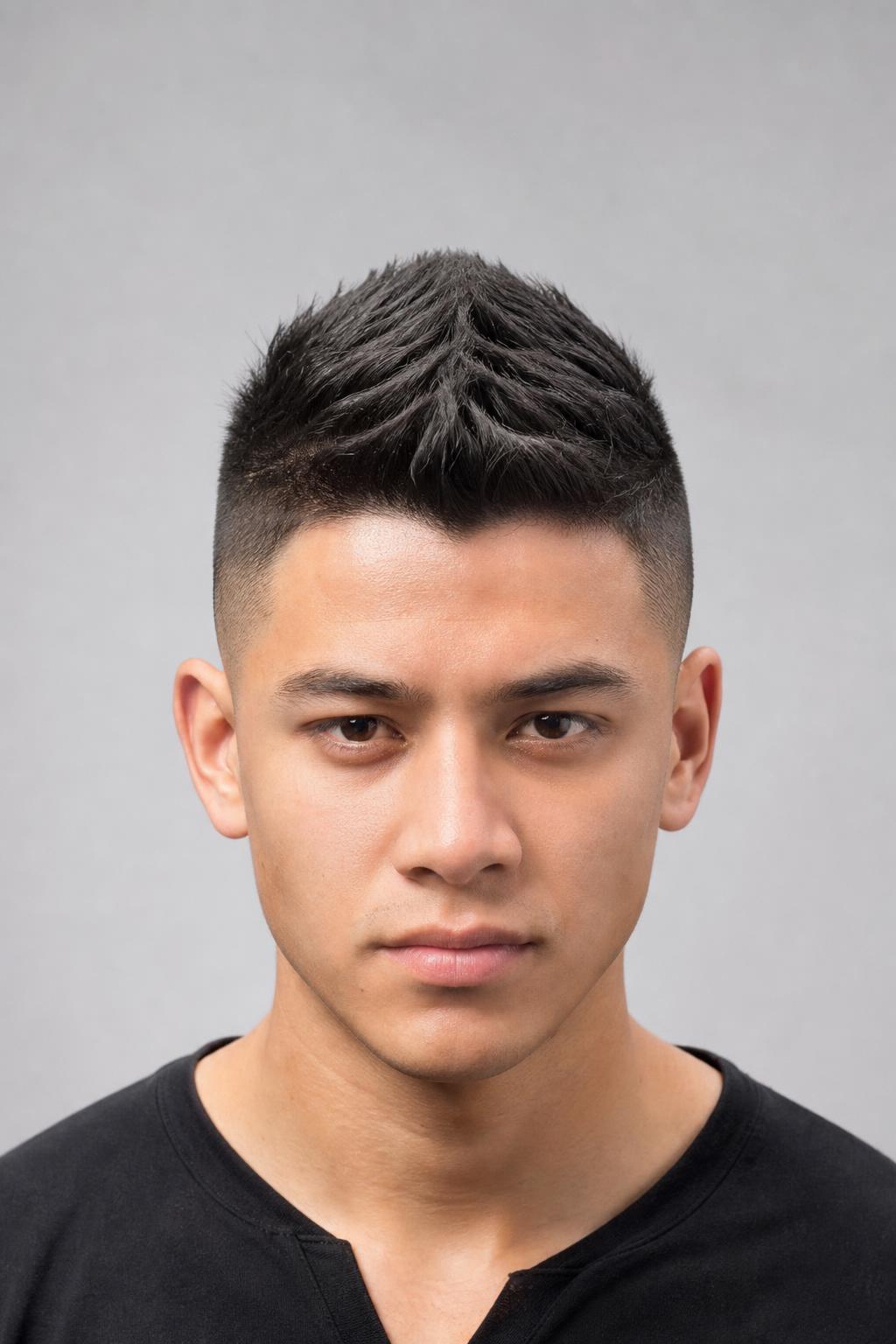Mid Fade Faux Hawk with a Central Ridge of Height Running Front to Back
