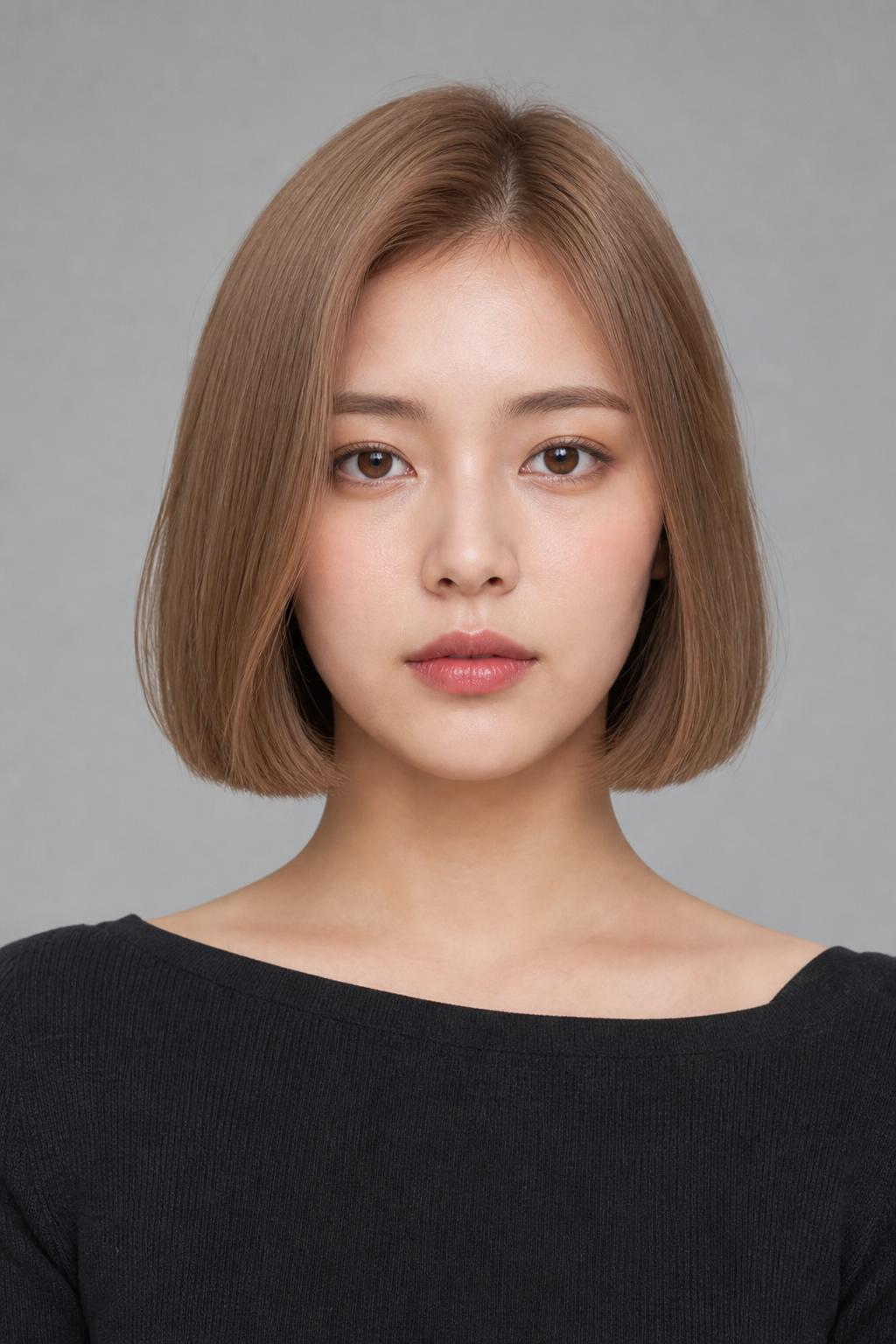 Milk Tea Brown on a Blunt Chin-Length Bob