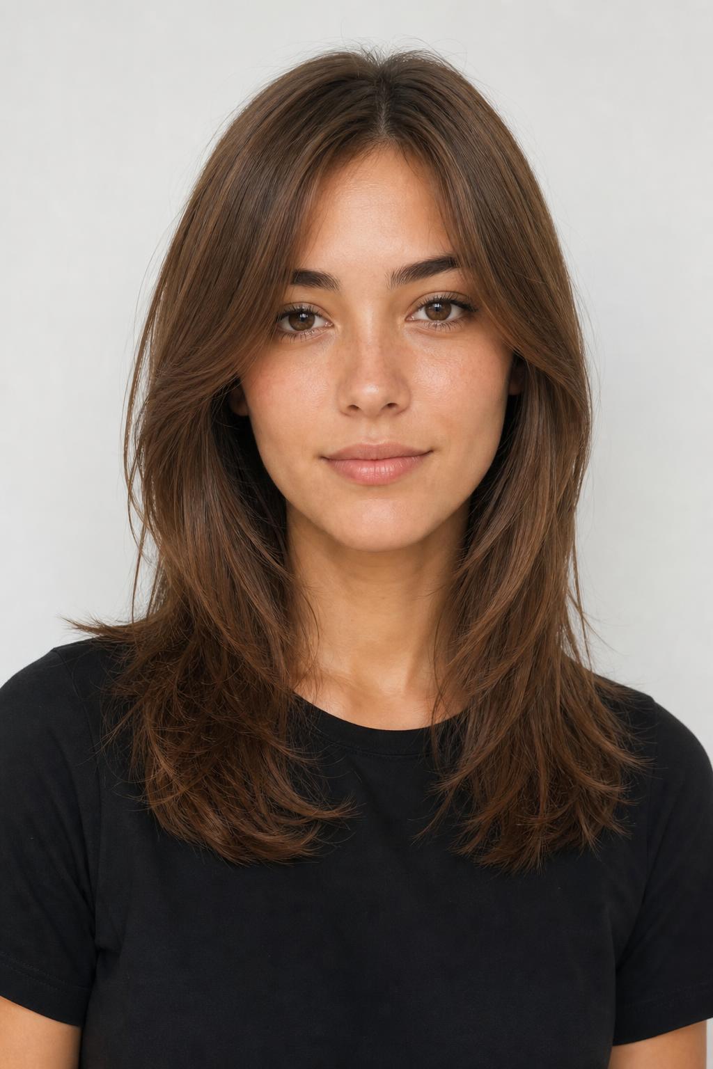 Balanced Mousy Brown on a Neutral Complexion