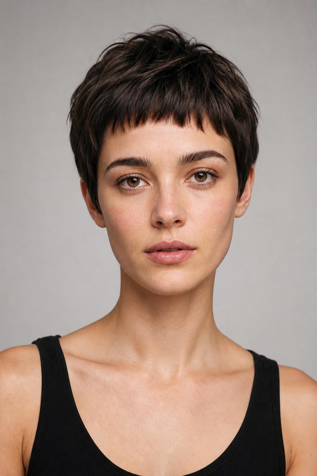 Baby Bangs Cut an Inch Above the Eyebrows
